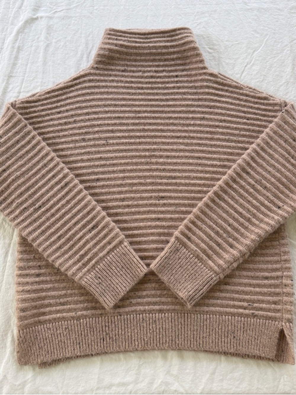 Madewell Ribbed Cowl Turtleneck Sweater - Blush